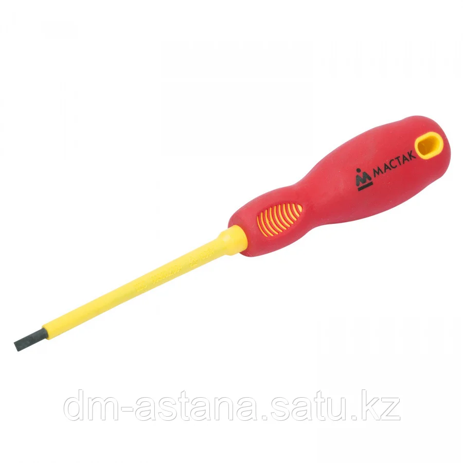 МАСТАК Отвертка шлицевая Slotted 4.0х100 мм, диэлектрическая, держатель МАСТАК 040-40100EH