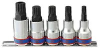 Набор торцевых насадок 1/2", SPLINE, М8-М16, 5 предметов KING TONY 4105PR
